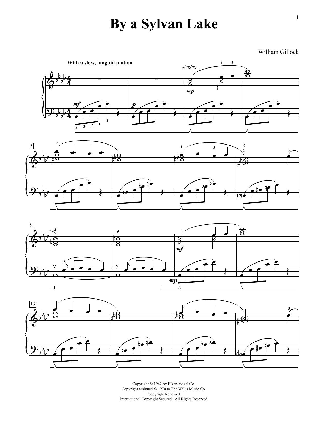 Learn to play William Gillock By A Sylvan Lake sheet music for Educational Piano in minutes. Price: 6.9900$ William Gillock By A Sylvan Lake sheet music notes and chords arranged for Educational Piano