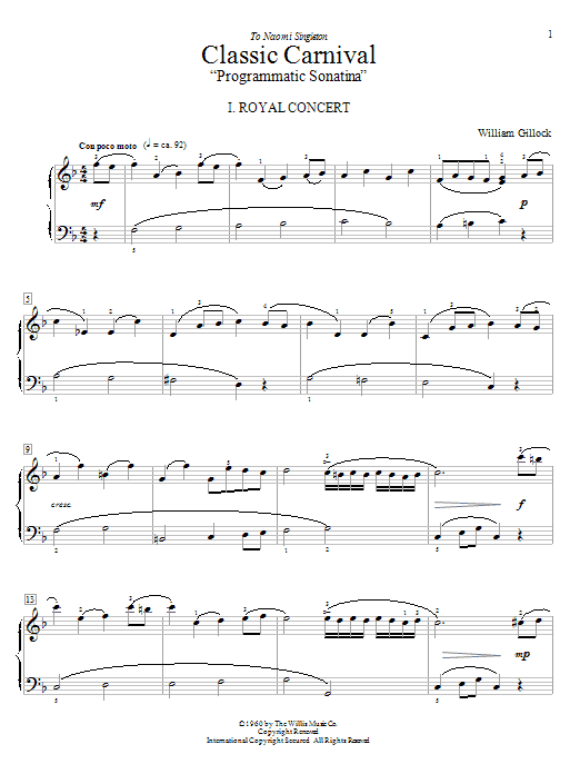Learn to play William Gillock Classic Carnival sheet music for Educational Piano in minutes. Price: 6.9900$ William Gillock Classic Carnival sheet music notes and chords arranged for Educational Piano