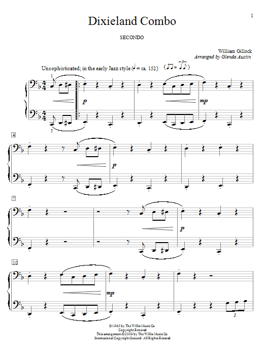 William Gillock Dixieland Combo sheet music notes and chords. Download Printable PDF.