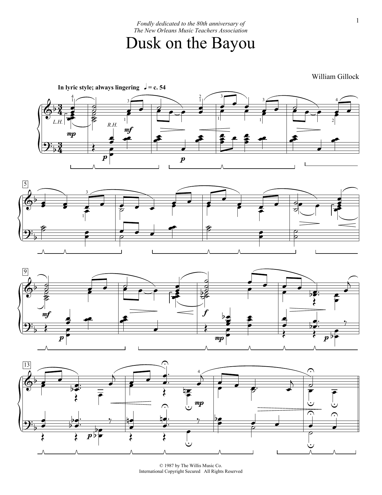 William Gillock Deserted Plantation sheet music notes and chords arranged for Educational Piano