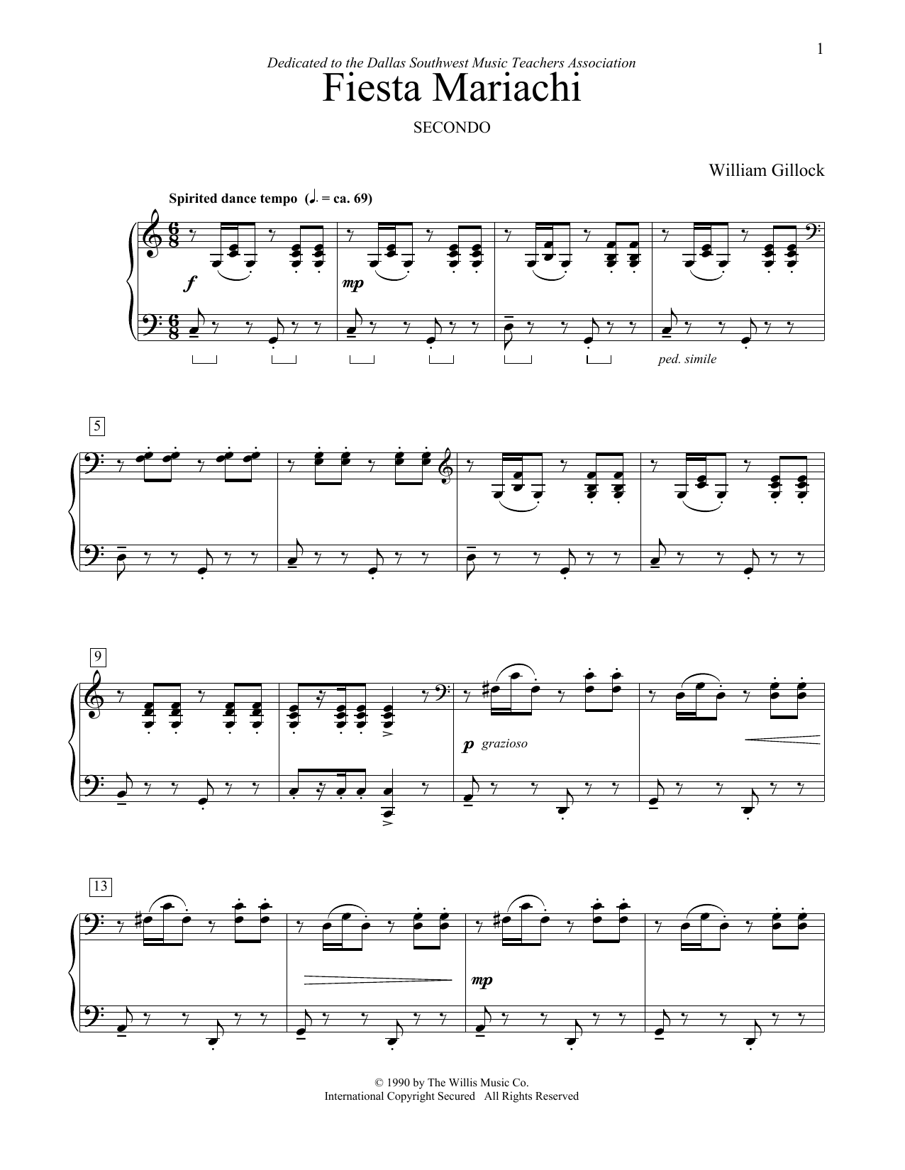 Learn to play William Gillock Fiesta Mariachi sheet music for Piano Duet in minutes. Price: 7.8900$ William Gillock Fiesta Mariachi sheet music notes and chords arranged for Piano Duet