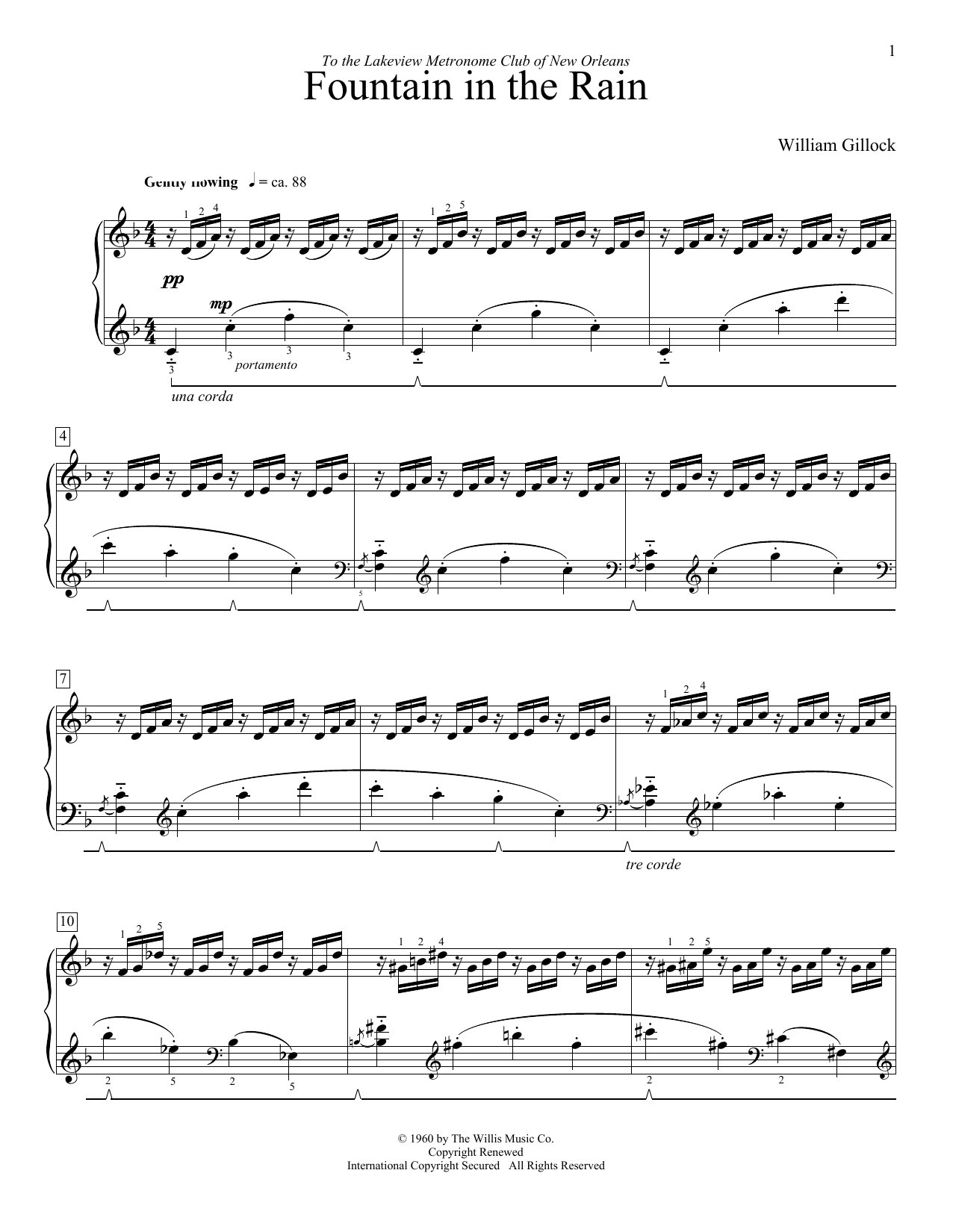 William Gillock Fountain In The Rain sheet music notes and chords. Download Printable PDF.