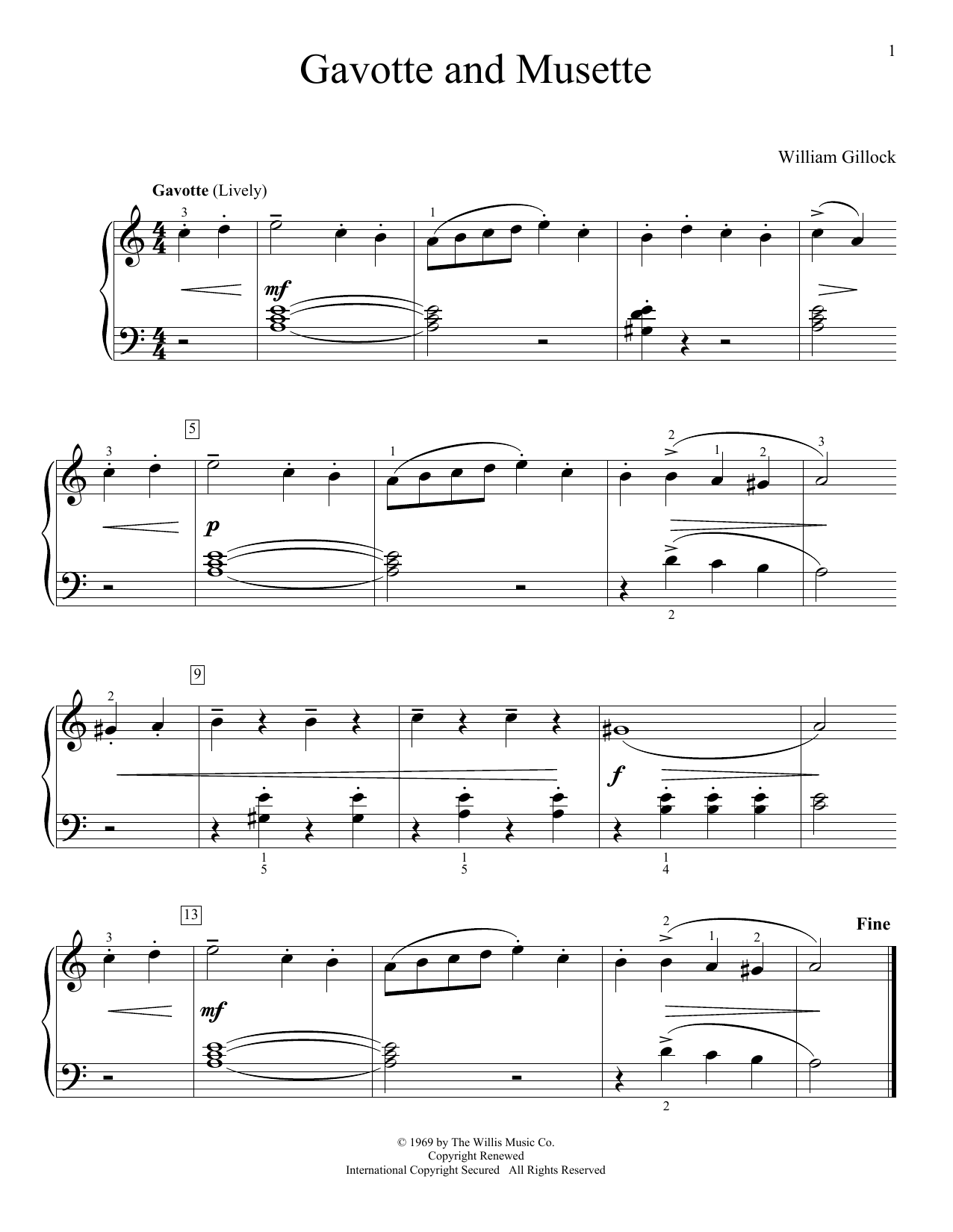 William Gillock Gavotte And Musette sheet music notes and chords. Download Printable PDF.