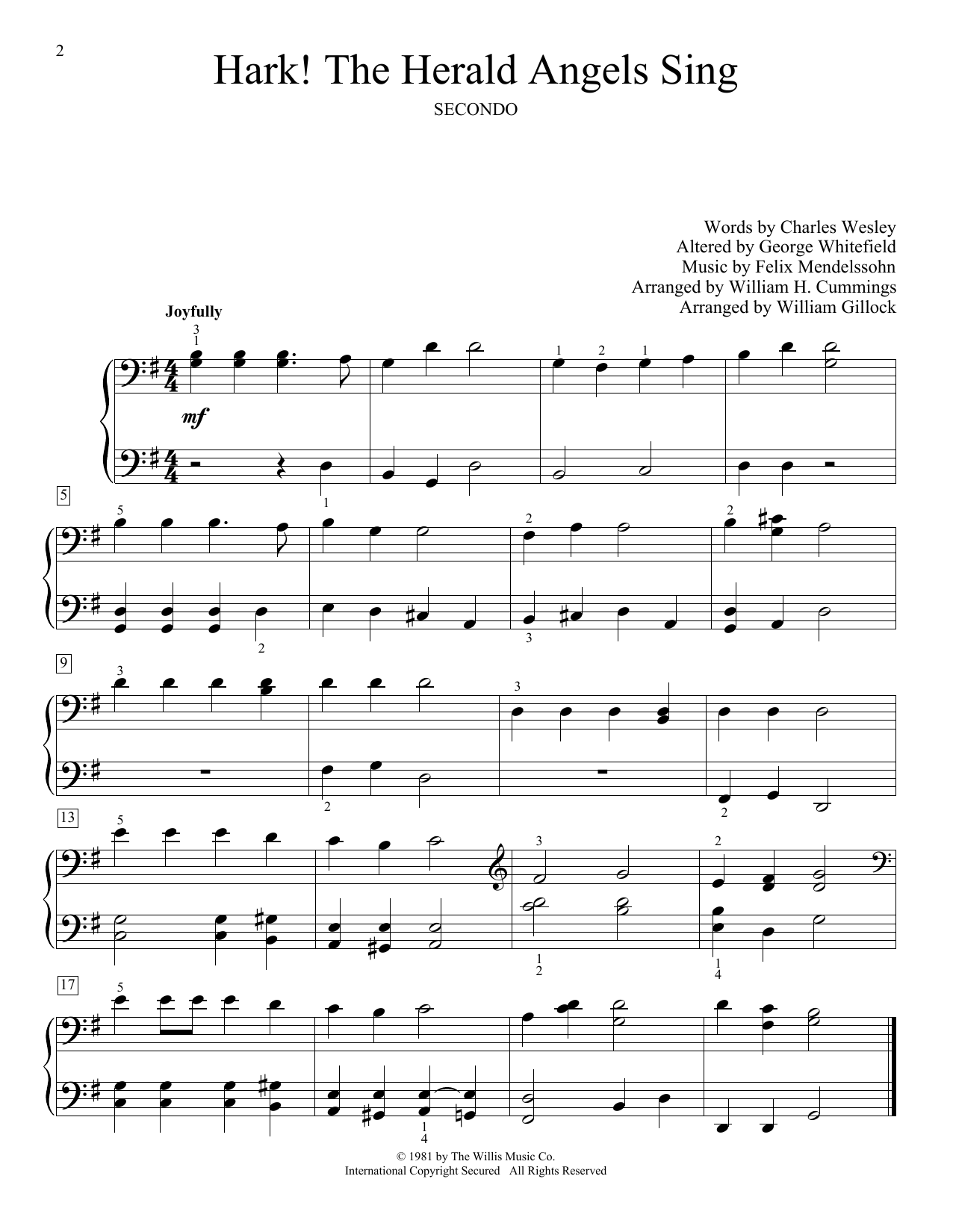 William Gillock Hark, The Herald Angels Sing sheet music notes and chords. Download Printable PDF.