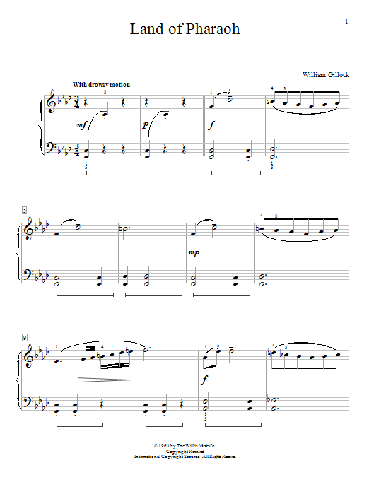 Learn to play William Gillock Land Of Pharaoh sheet music for Educational Piano in minutes. Price: 6.9900$ William Gillock Land Of Pharaoh sheet music notes and chords arranged for Educational Piano
