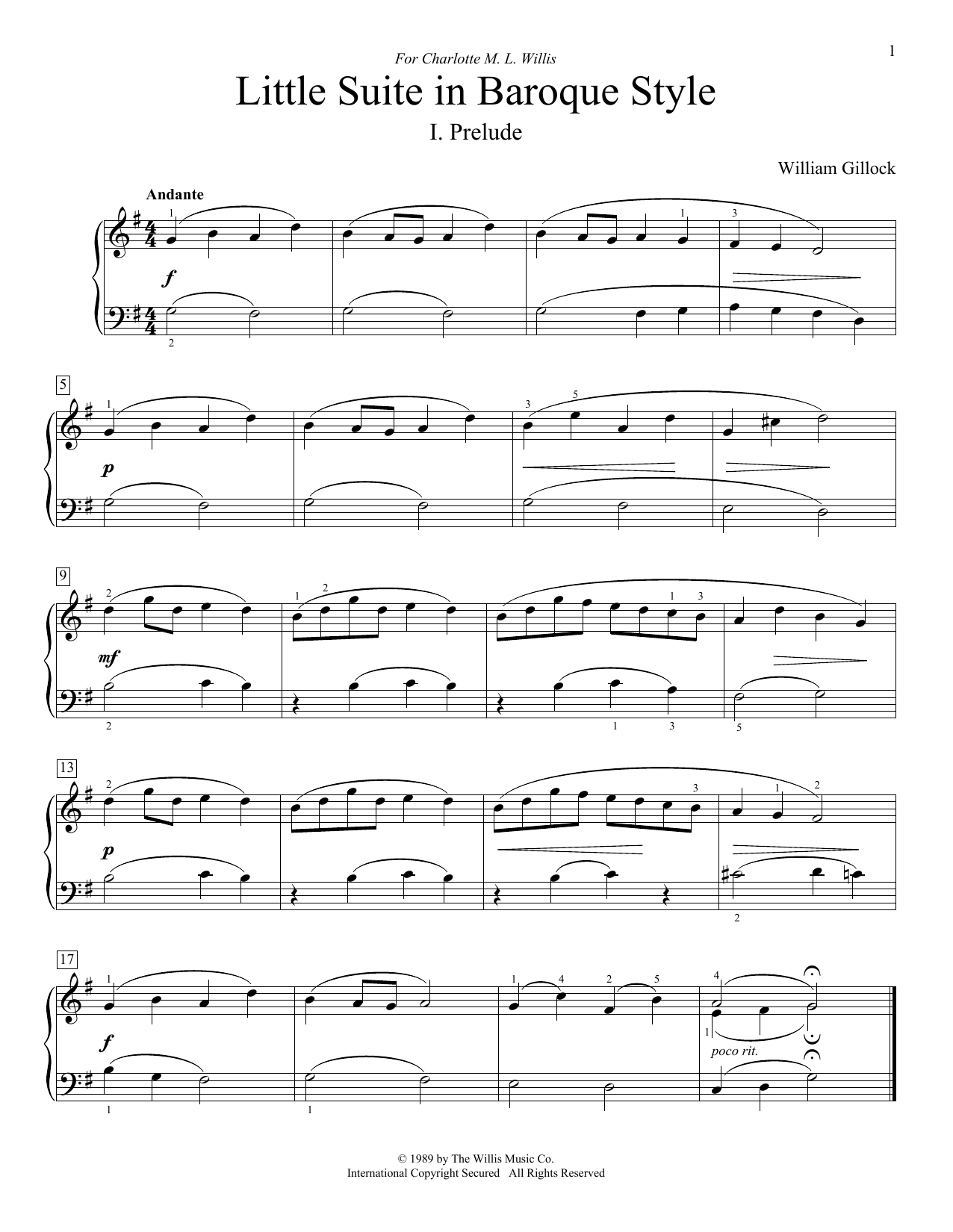 William Gillock Little Suite In Baroque Style sheet music notes and chords. Download Printable PDF.