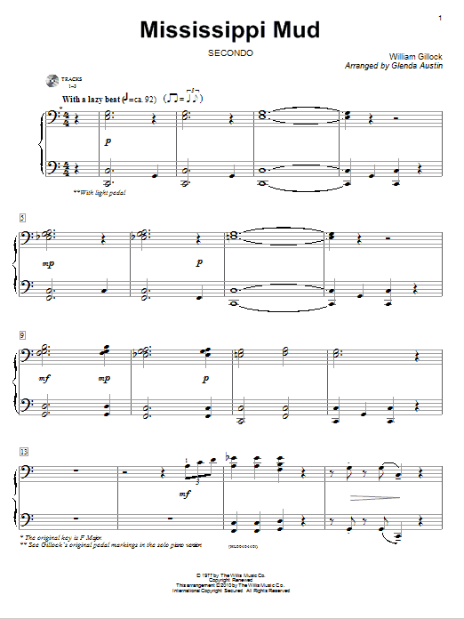 William Gillock Mississippi Mud sheet music notes and chords arranged for Educational Piano