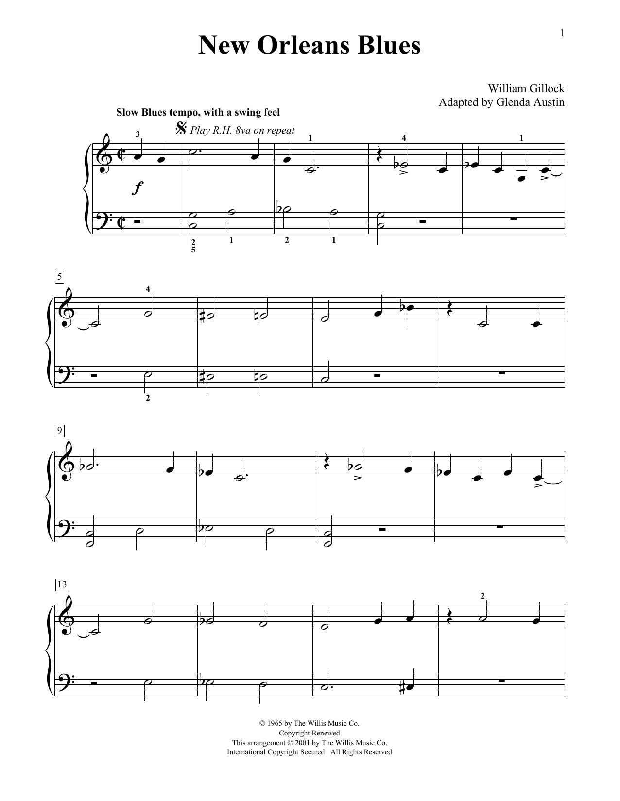 Learn to play William Gillock New Orleans Blues (Simplified) (adapted by Glenda Austin) sheet music for Educational Piano in minutes. Price: 6.9900$ William Gillock New Orleans Blues (Simplified) (adapted by Glenda Austin) sheet music notes and chords arranged for Educational Piano