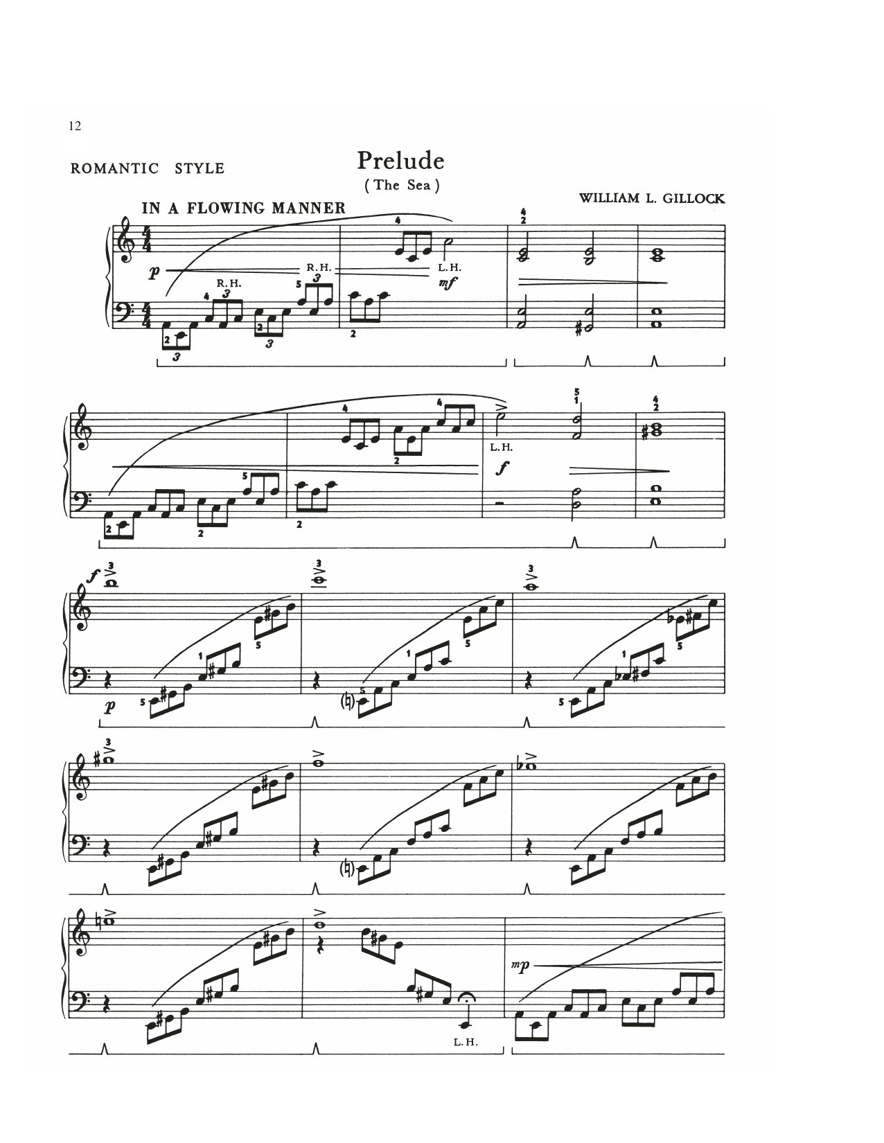 William Gillock Prelude (The Sea) sheet music notes and chords. Download Printable PDF.