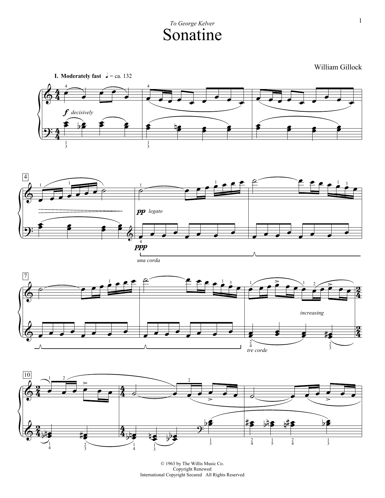 William Gillock Sonatine sheet music notes and chords. Download Printable PDF.