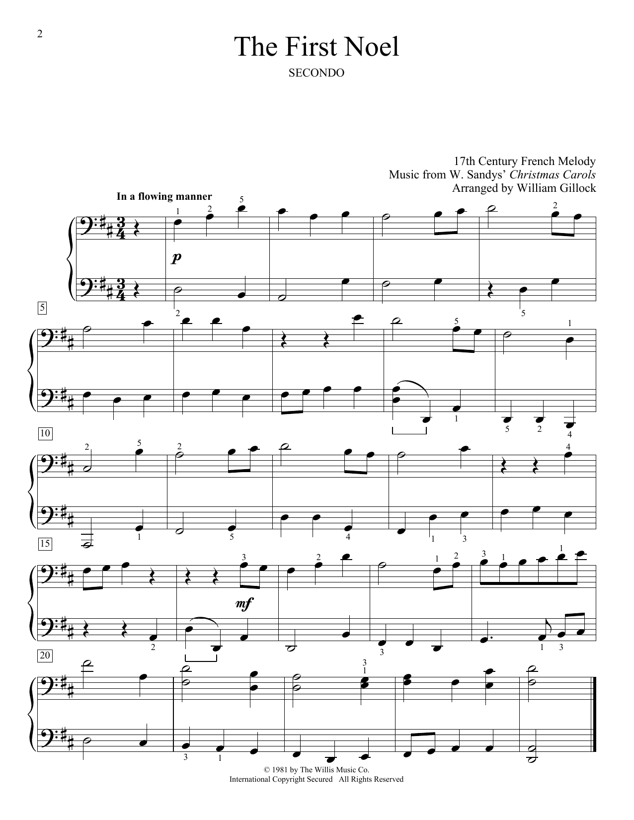 William Gillock The First Noel sheet music notes and chords. Download Printable PDF.