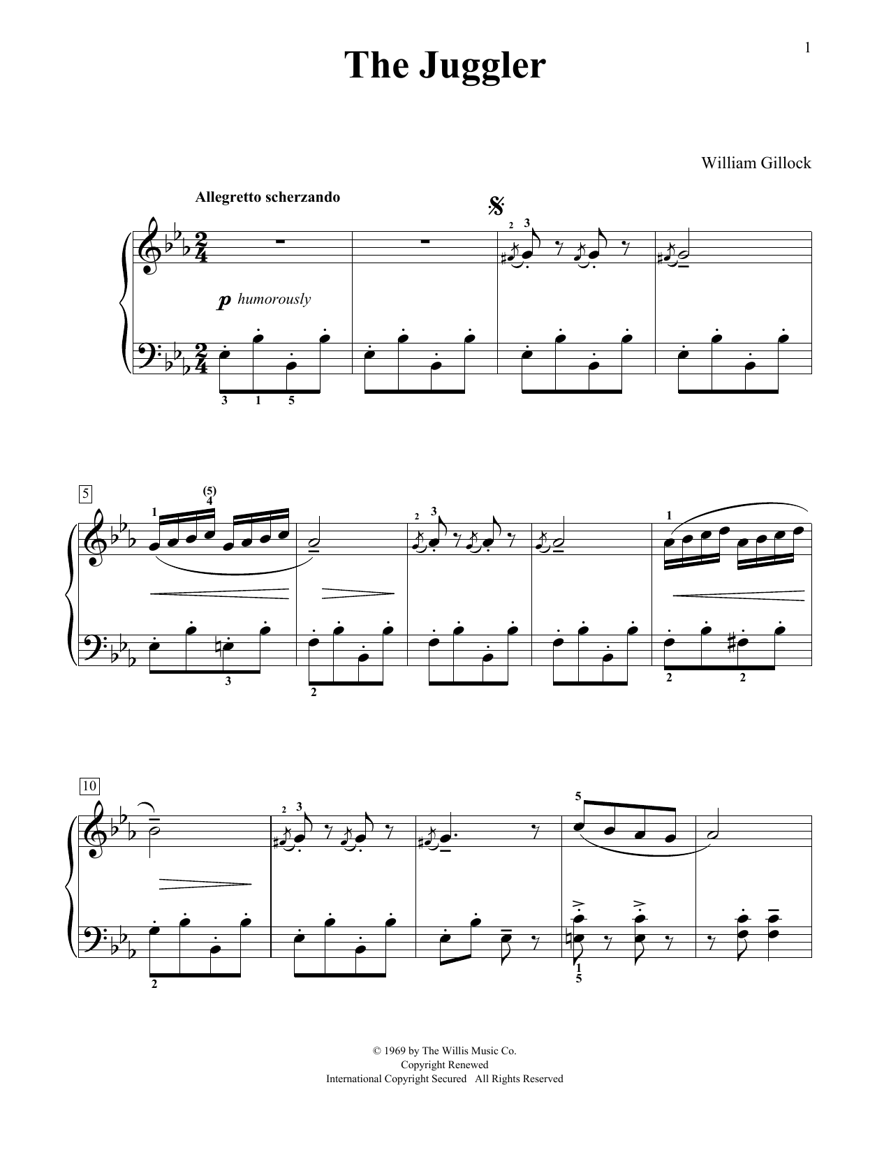 William Gillock The Juggler sheet music notes and chords. Download Printable PDF.