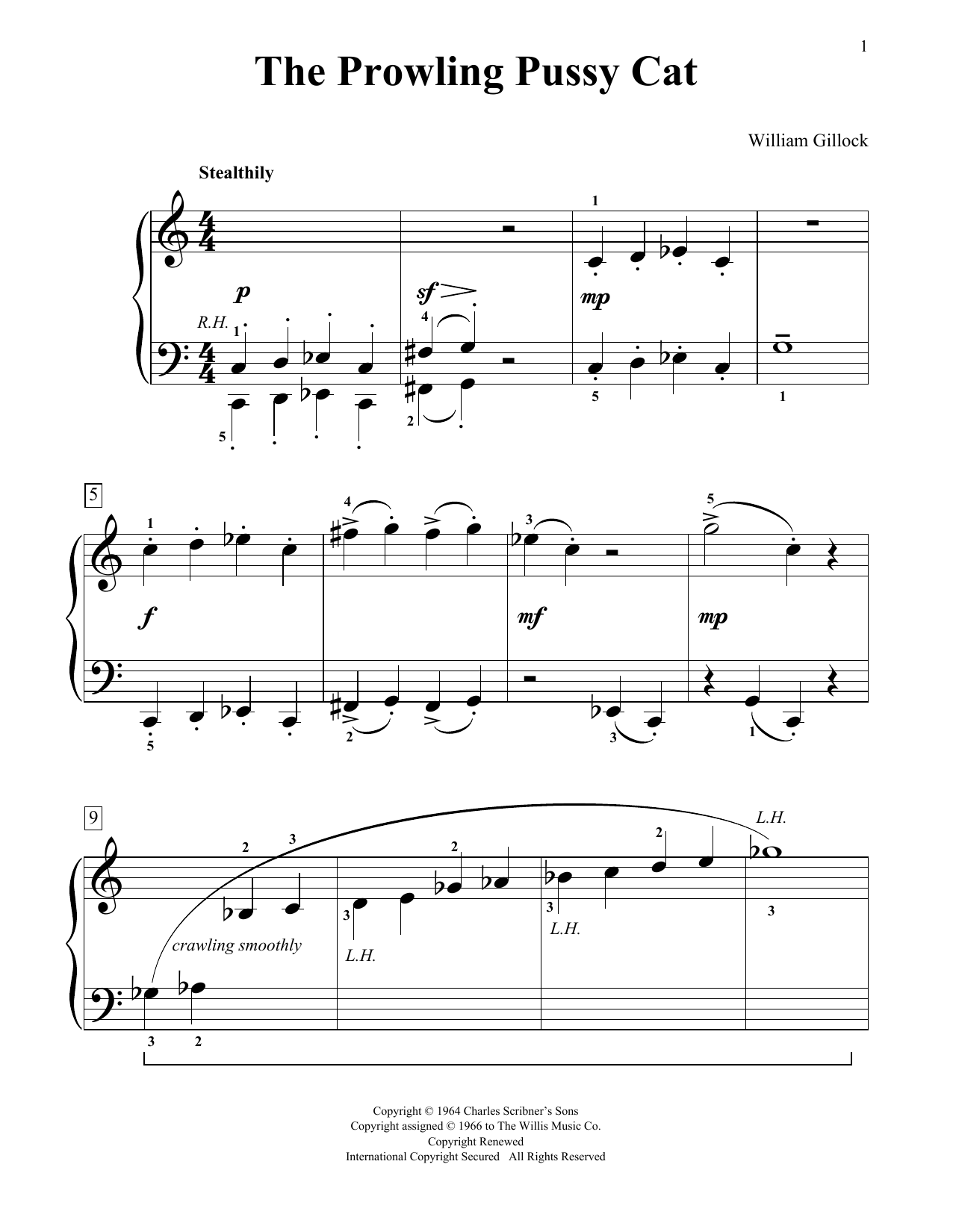 William Gillock The Prowling Pussy Cat sheet music notes and chords. Download Printable PDF.