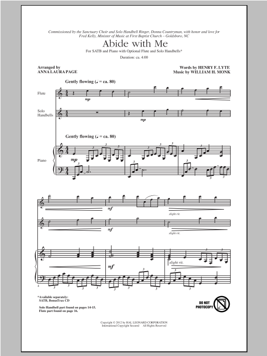 William H. Monk Abide With Me (arr. Anna Laura Page) sheet music notes and chords. Download Printable PDF.