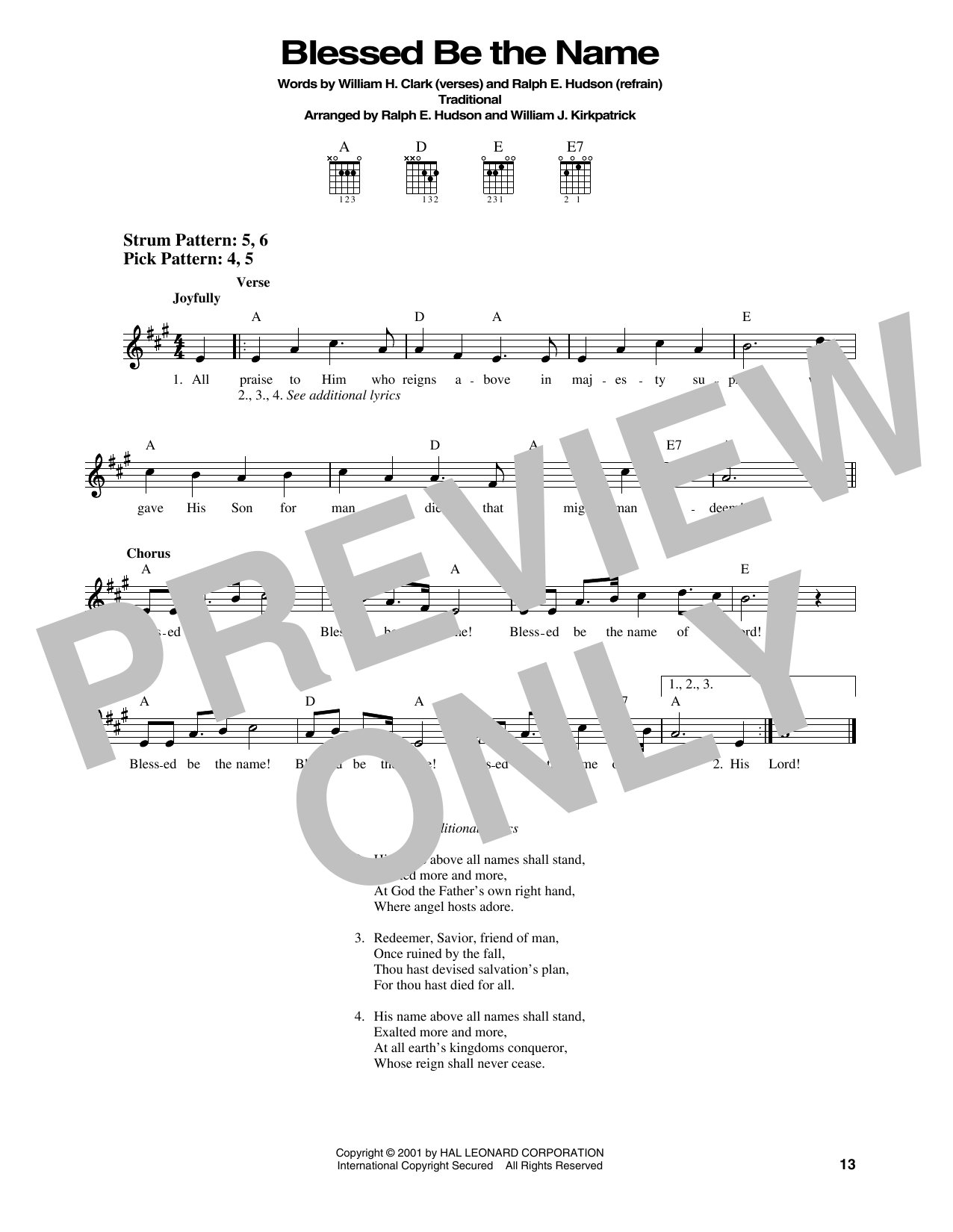 William J. Kirkpatrick Blessed Be The Name sheet music notes and chords. Download Printable PDF.