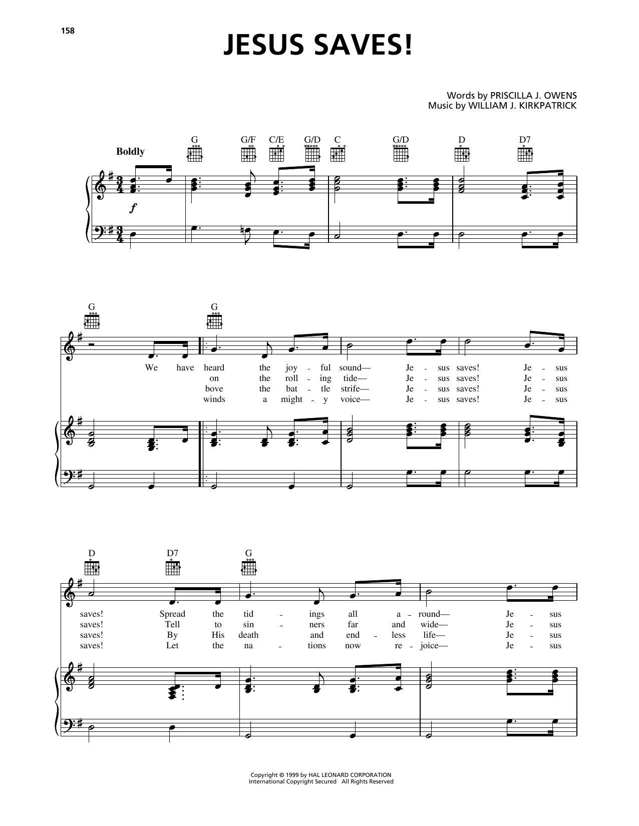 William J. Kirkpatrick Jesus Saves! sheet music notes and chords. Download Printable PDF.