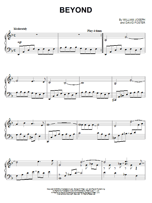 William Joseph Beyond sheet music notes and chords arranged for Piano Solo