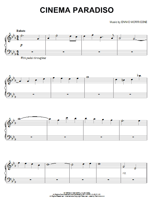 William Joseph Cinema Paradiso sheet music notes and chords. Download Printable PDF.