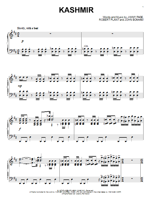 William Joseph Kashmir sheet music notes and chords. Download Printable PDF.