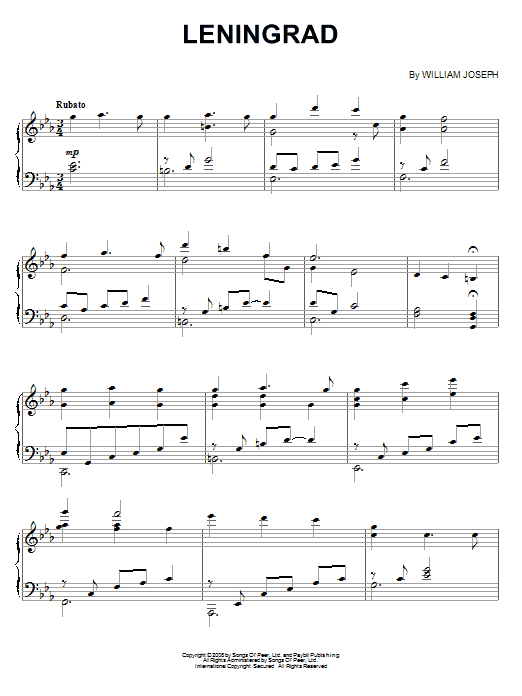 Learn to play William Joseph Leningrad sheet music for Piano Solo in minutes. Price: 7.8900$ William Joseph Leningrad sheet music notes and chords arranged for Piano Solo