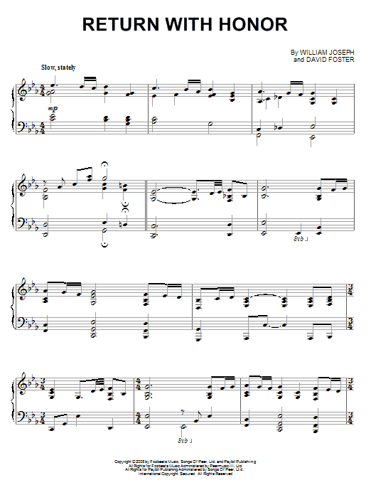 Learn to play William Joseph Return With Honor sheet music for Piano Solo in minutes. Price: 7.8900$ William Joseph Return With Honor sheet music notes and chords arranged for Piano Solo