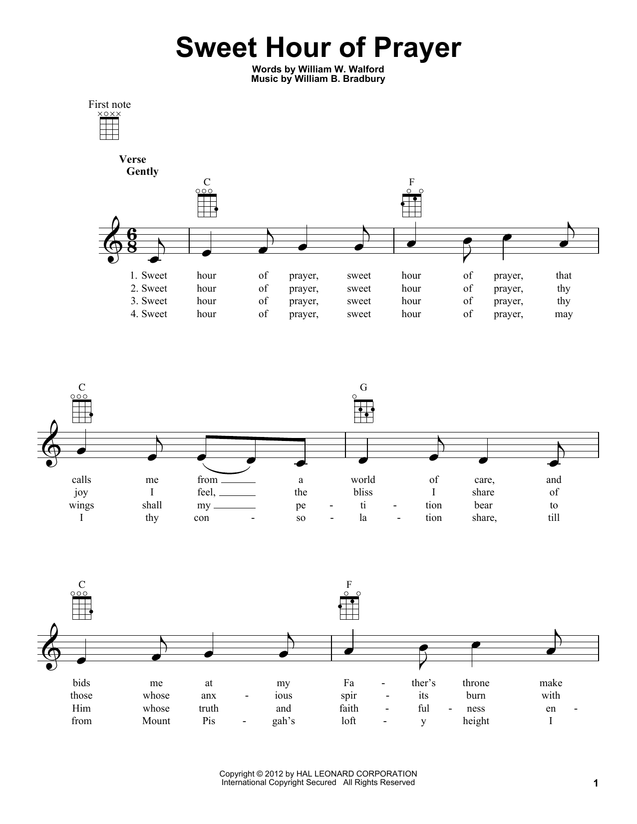 William W. Walford and William B. Bradbury Sweet Hour Of Prayer sheet music notes and chords. Download Printable PDF.