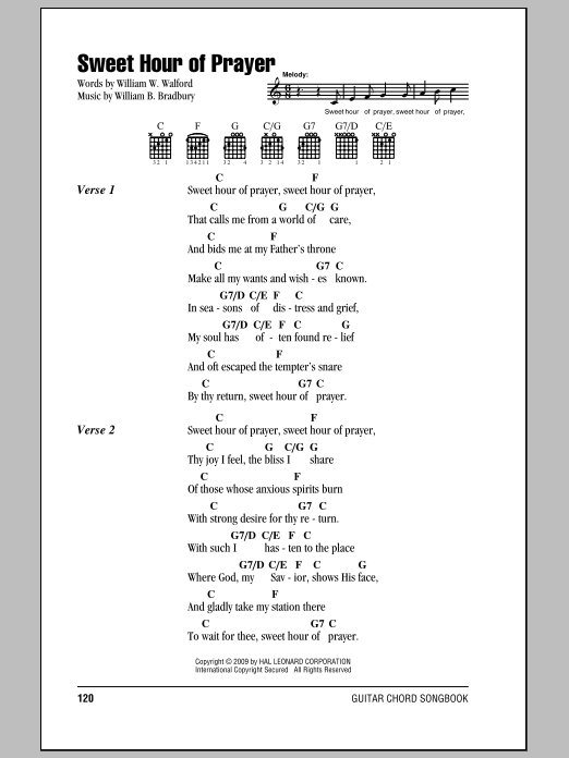 William W. Walford Sweet Hour Of Prayer sheet music notes and chords. Download Printable PDF.