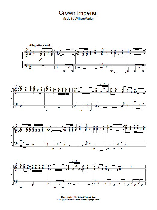 William Walton Crown Imperial sheet music notes and chords. Download Printable PDF.