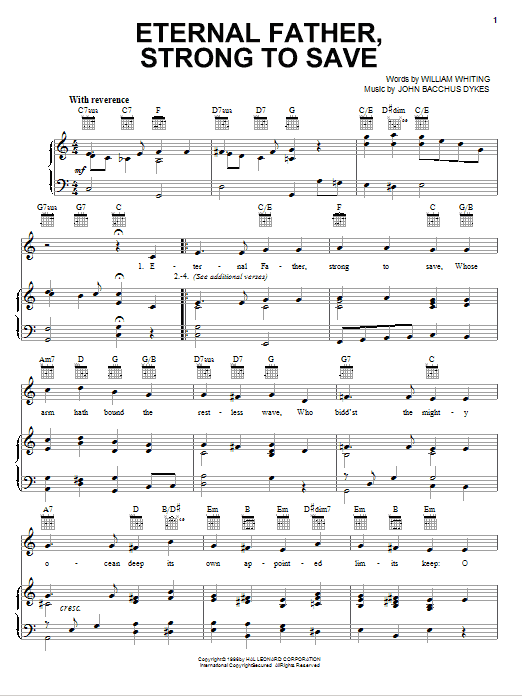 William Whiting Eternal Father, Strong To Save sheet music notes and chords. Download Printable PDF.