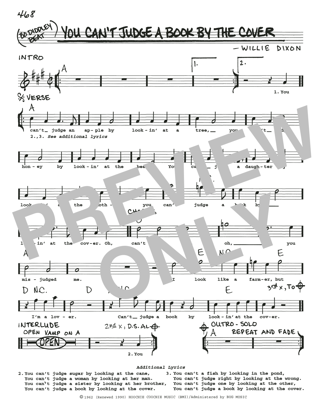 Willie Dixon You Can't Judge A Book By The Cover sheet music notes and chords arranged for Real Book – Melody, Lyrics & Chords