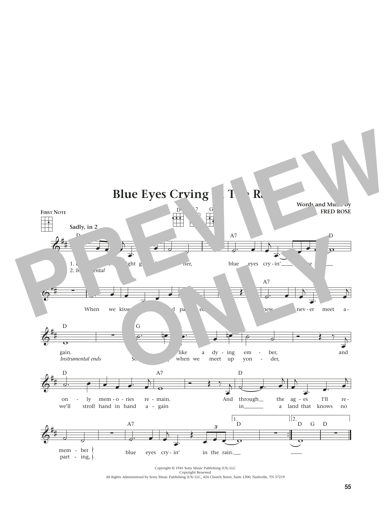 Willie Nelson Blue Eyes Crying In The Rain (from The Daily Ukulele) (arr. Jim Beloff) sheet music notes and chords. Download Printable PDF.