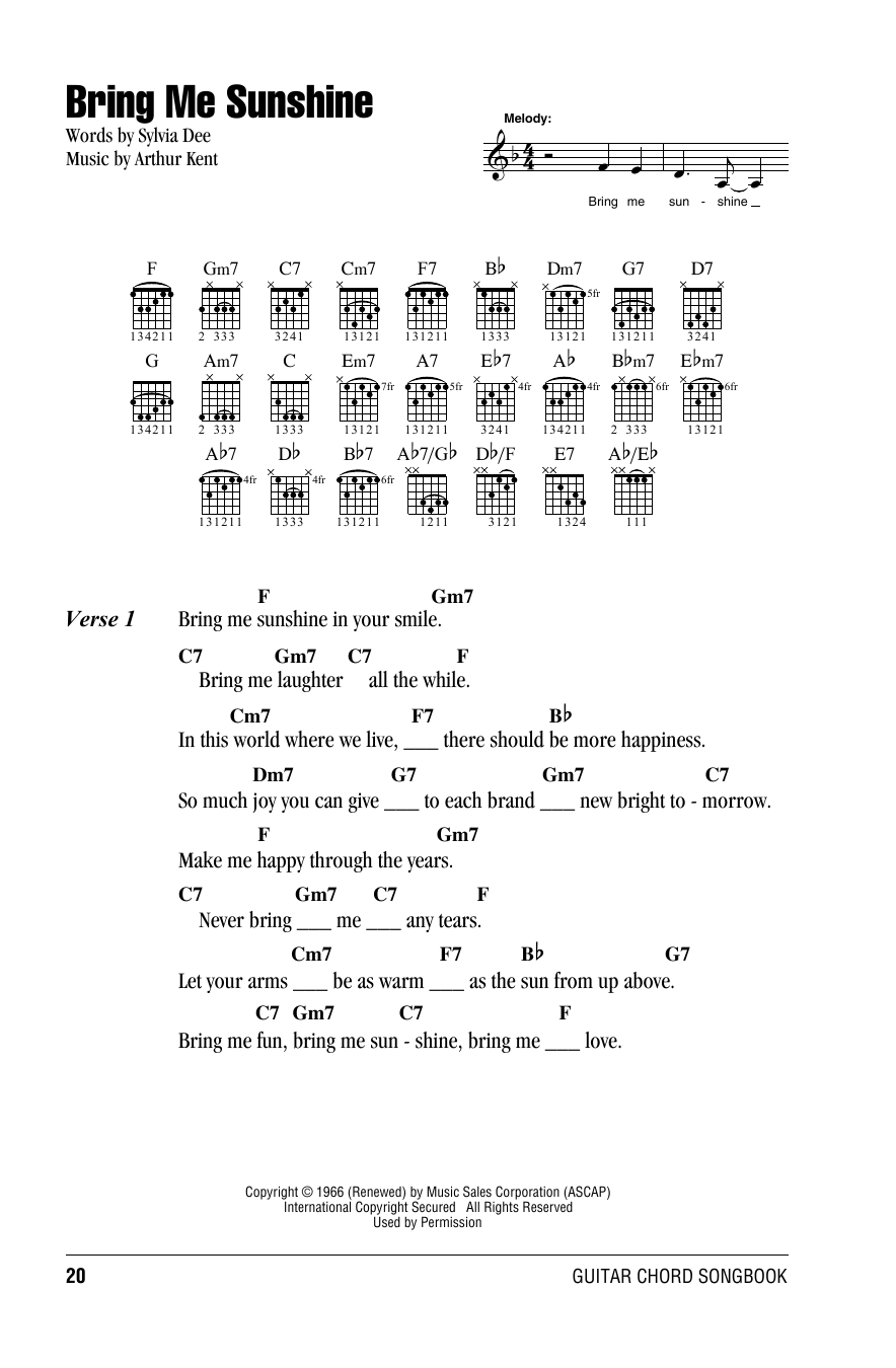 Willie Nelson Bring Me Sunshine sheet music notes and chords. Download Printable PDF.