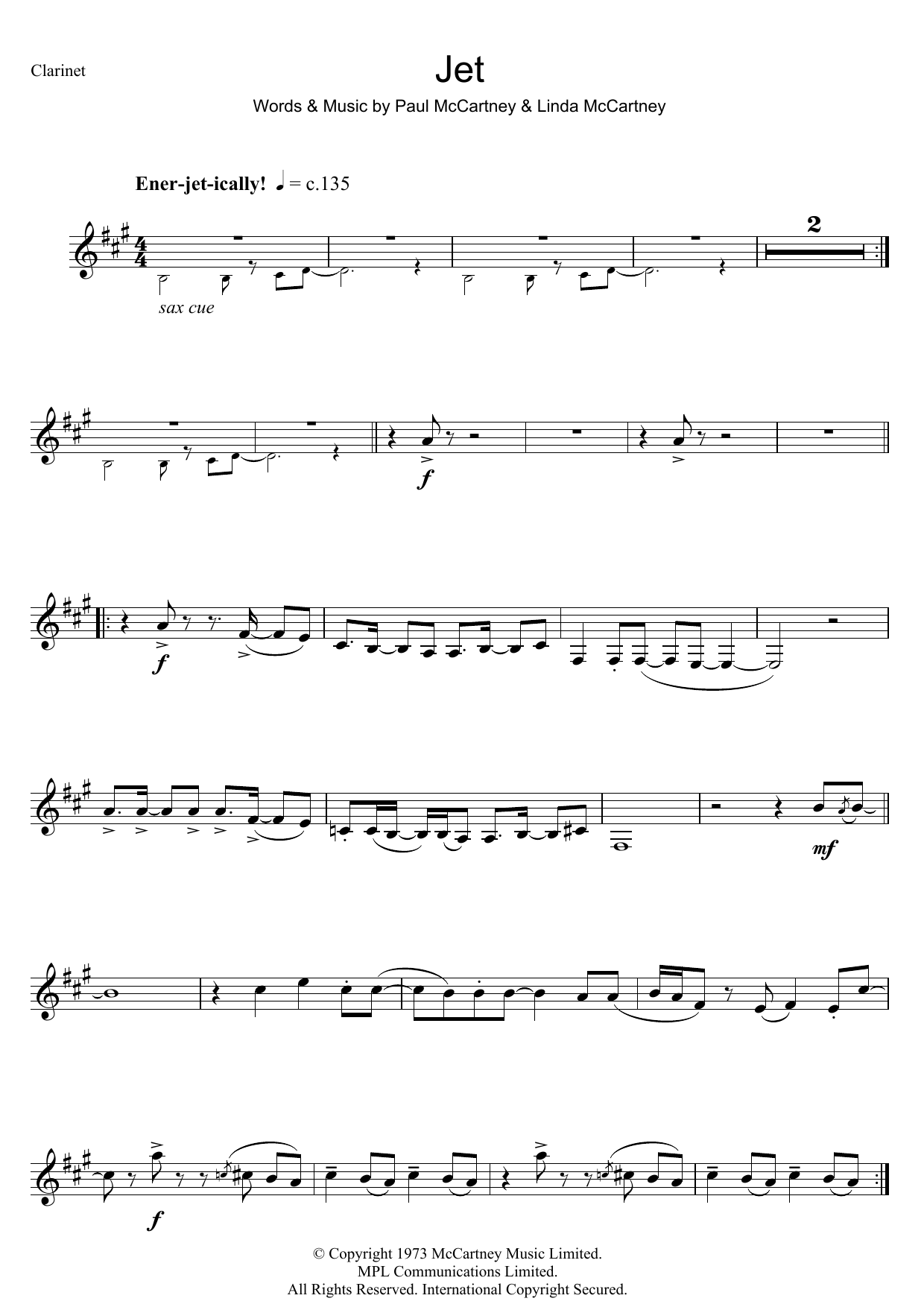 Paul McCartney & Wings Jet sheet music notes and chords. Download Printable PDF.