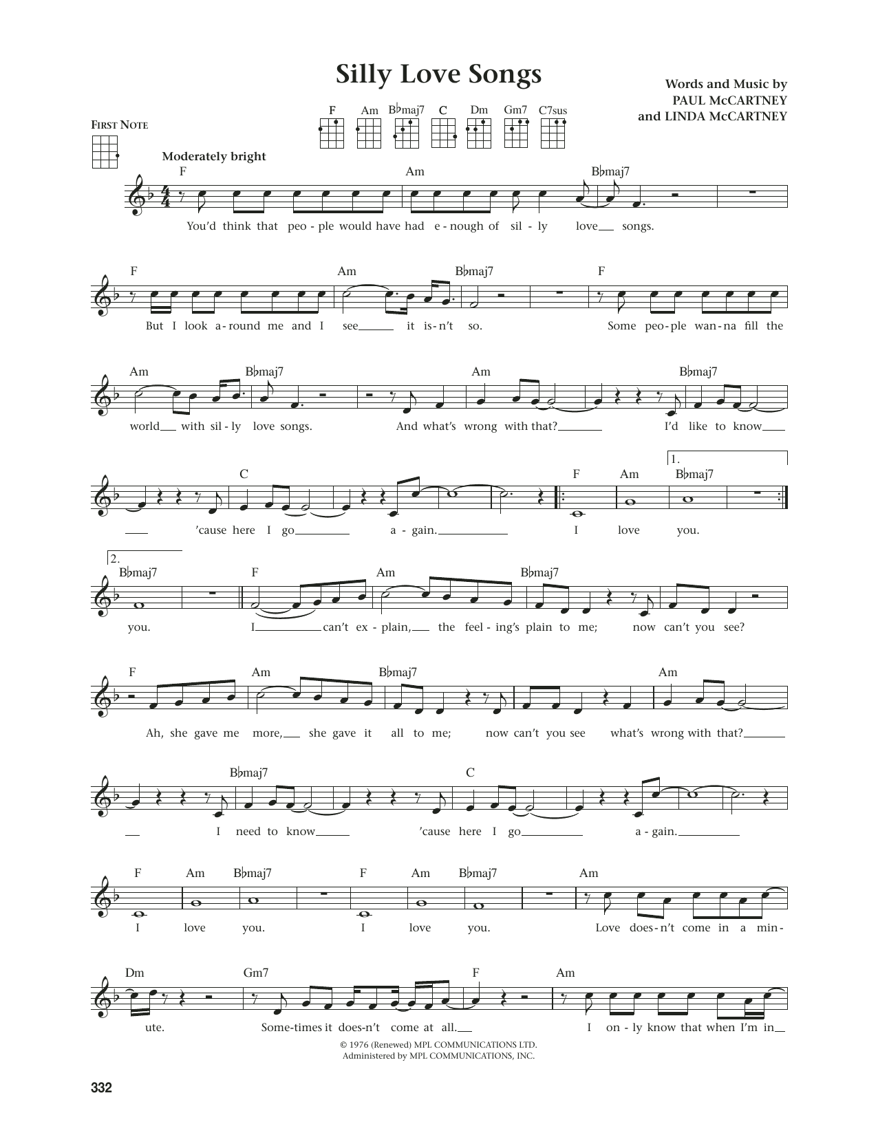 Wings Silly Love Songs (from The Daily Ukulele) (arr. Jim Beloff) sheet music notes and chords. Download Printable PDF.