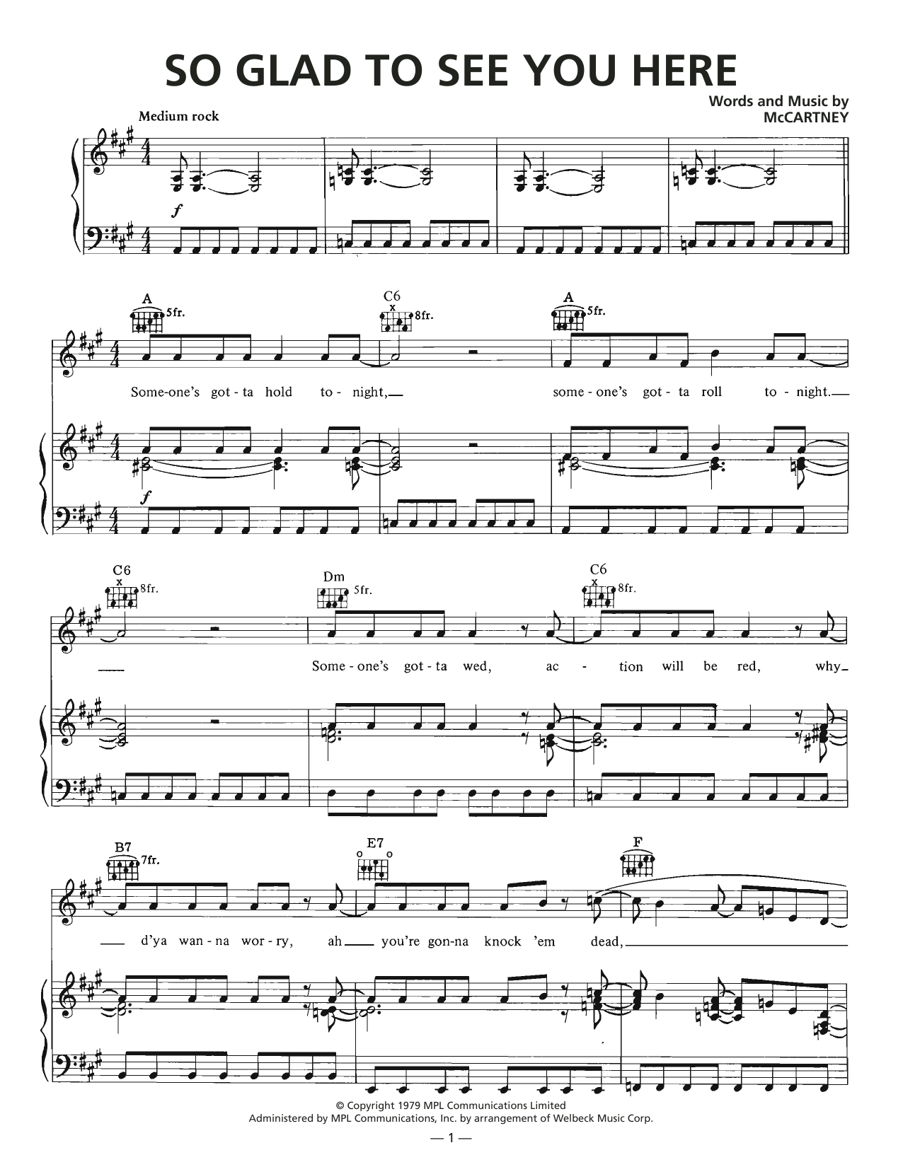 Learn to play Wings So Glad To See You Here sheet music for Piano, Vocal & Guitar Chords (Right-Hand Melody) in minutes. Price: 7.8900$ Wings So Glad To See You Here sheet music notes and chords arranged for Piano, Vocal & Guitar Chords (Right-Hand Melody)