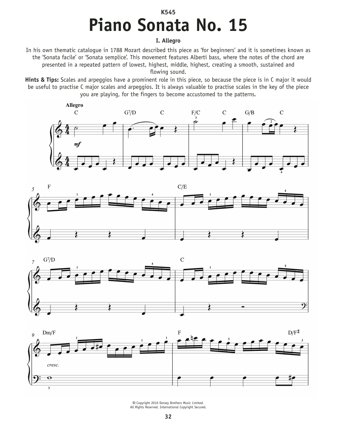 Learn to play Wolfgang Amadeus Mozart Allegro, K. 545 sheet music for Really Easy Piano in minutes. Price: 6.9900$ Wolfgang Amadeus Mozart Allegro, K. 545 sheet music notes and chords arranged for Really Easy Piano