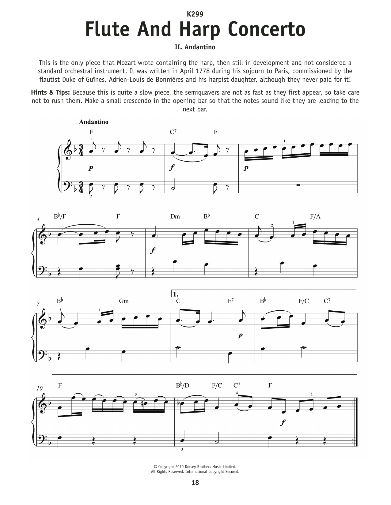 Learn to play Wolfgang Amadeus Mozart Concerto For Flute And Harp, K. 299, 2nd Movement sheet music for Really Easy Piano in minutes. Price: 6.9900$ Wolfgang Amadeus Mozart Concerto For Flute And Harp, K. 299, 2nd Movement sheet music notes and chords arranged for Really Easy Piano