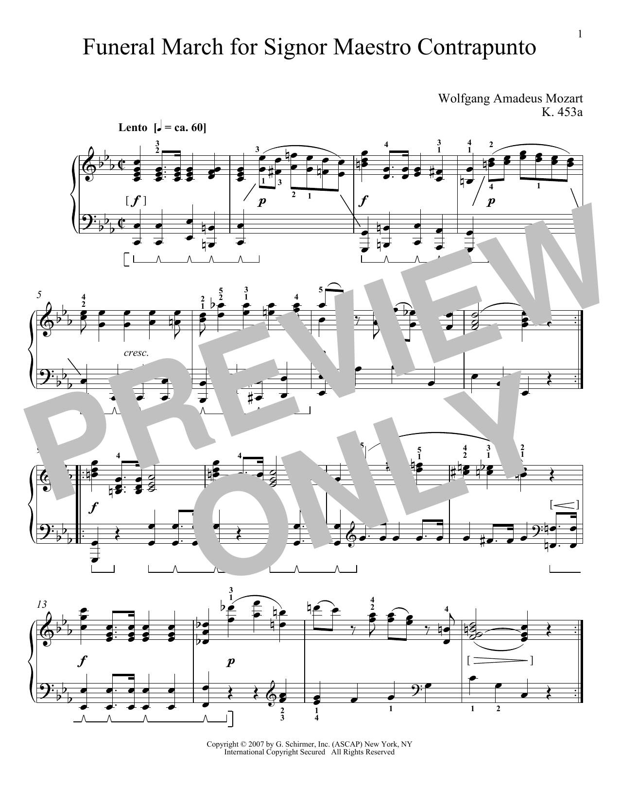 Learn to play Wolfgang Amadeus Mozart Funeral March For Maestro Counterpoint, K. 453a sheet music for Piano Solo in minutes. Price: 7.8900$ Wolfgang Amadeus Mozart Funeral March For Maestro Counterpoint, K. 453a sheet music notes and chords arranged for Piano Solo