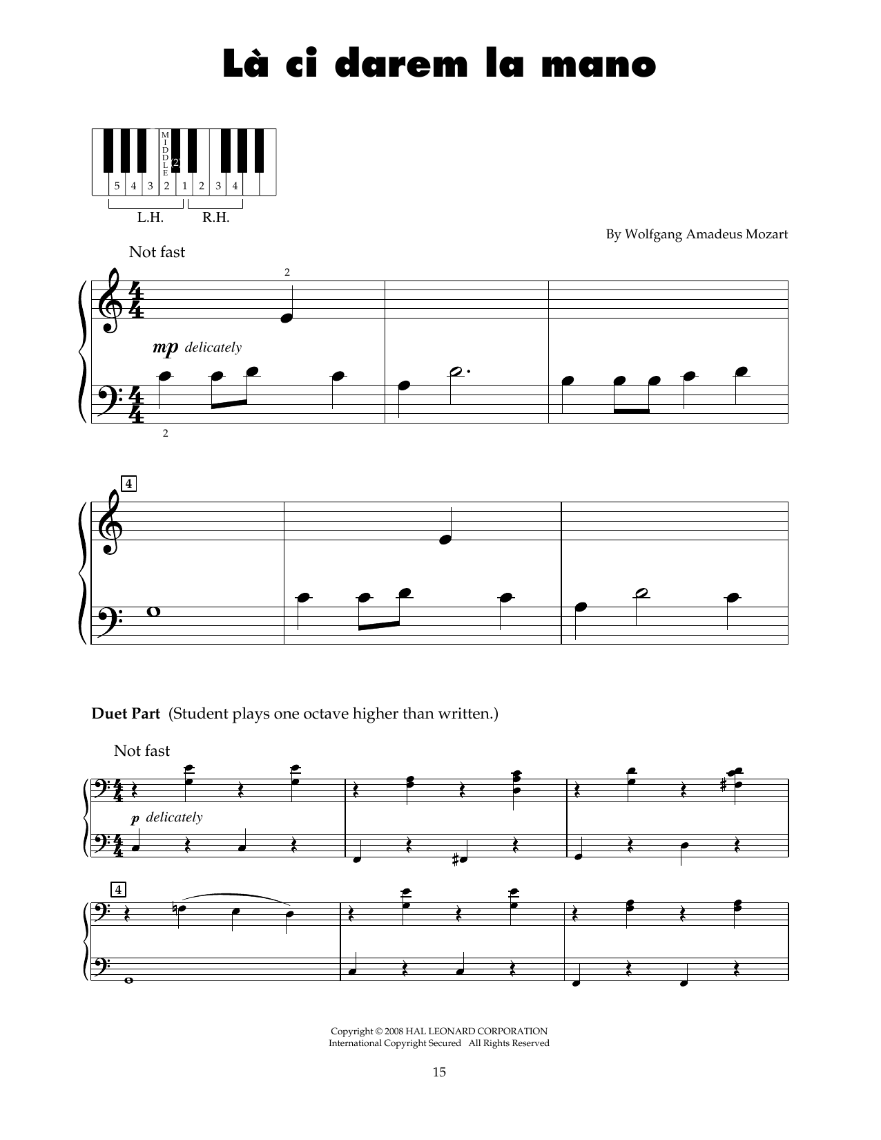 Wolfgang Amadeus Mozart La Ci Darem La Mano (arr. Carol Klose) sheet music notes and chords. Download Printable PDF.