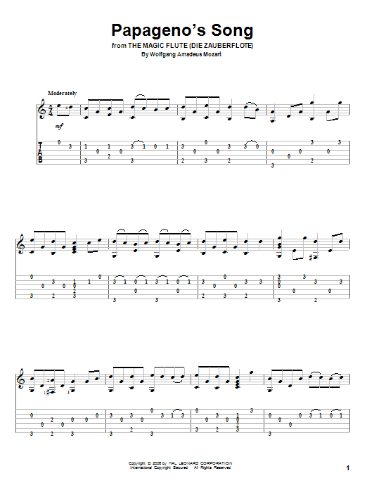 Wolfgang Amadeus Mozart Papageno's Song sheet music notes and chords. Download Printable PDF.