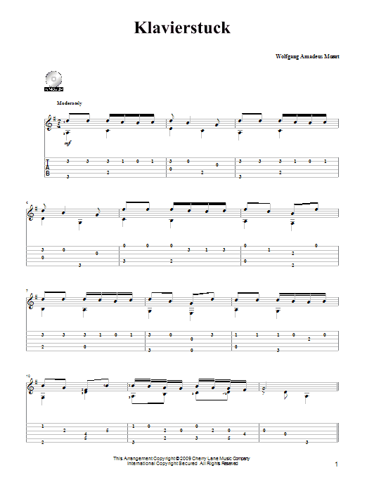 Wolfgang Amadeus Mozart Piano Piece (Klavierstuck) sheet music notes and chords. Download Printable PDF.