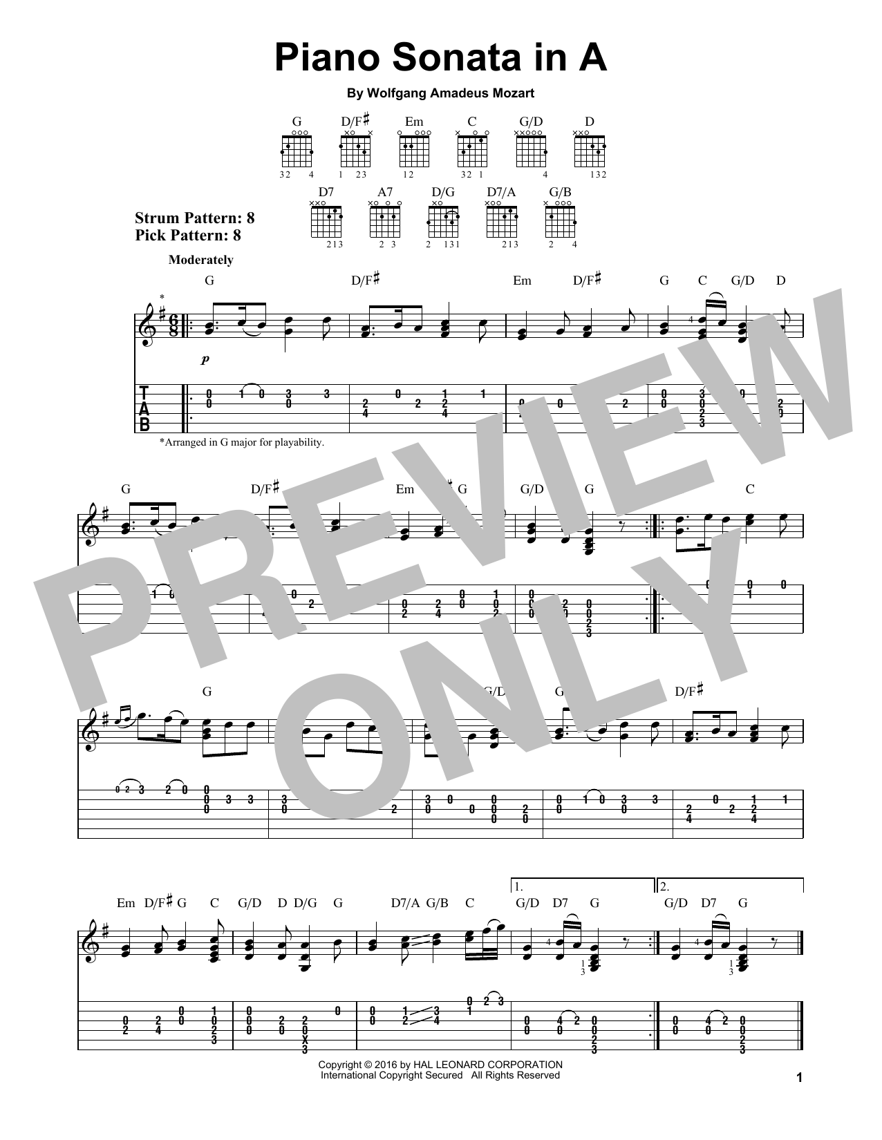 Wolfgang Amadeus Mozart Piano Sonata In A sheet music notes and chords. Download Printable PDF.