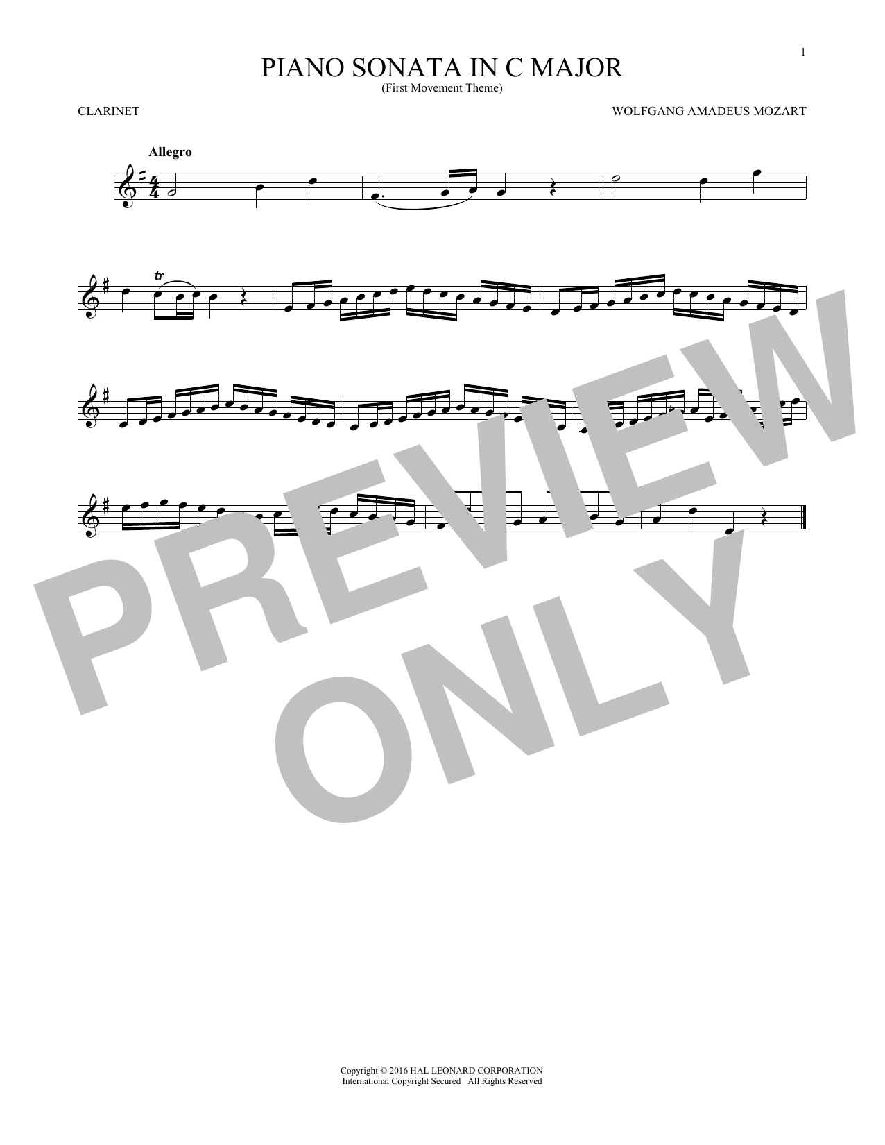 Wolfgang Amadeus Mozart Piano Sonata In C Major sheet music notes and chords. Download Printable PDF.