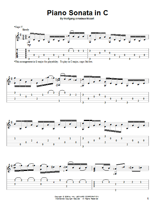 Wolfgang Amadeus Mozart Piano Sonata In C sheet music notes and chords. Download Printable PDF.