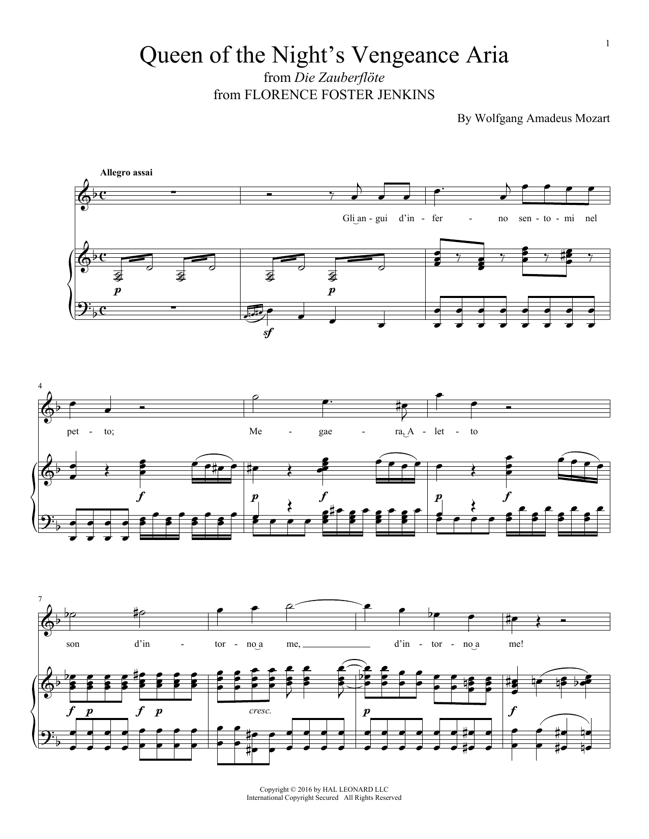 Alexandre Desplat Queen Of The Night's Vengeance Aria sheet music notes and chords. Download Printable PDF.