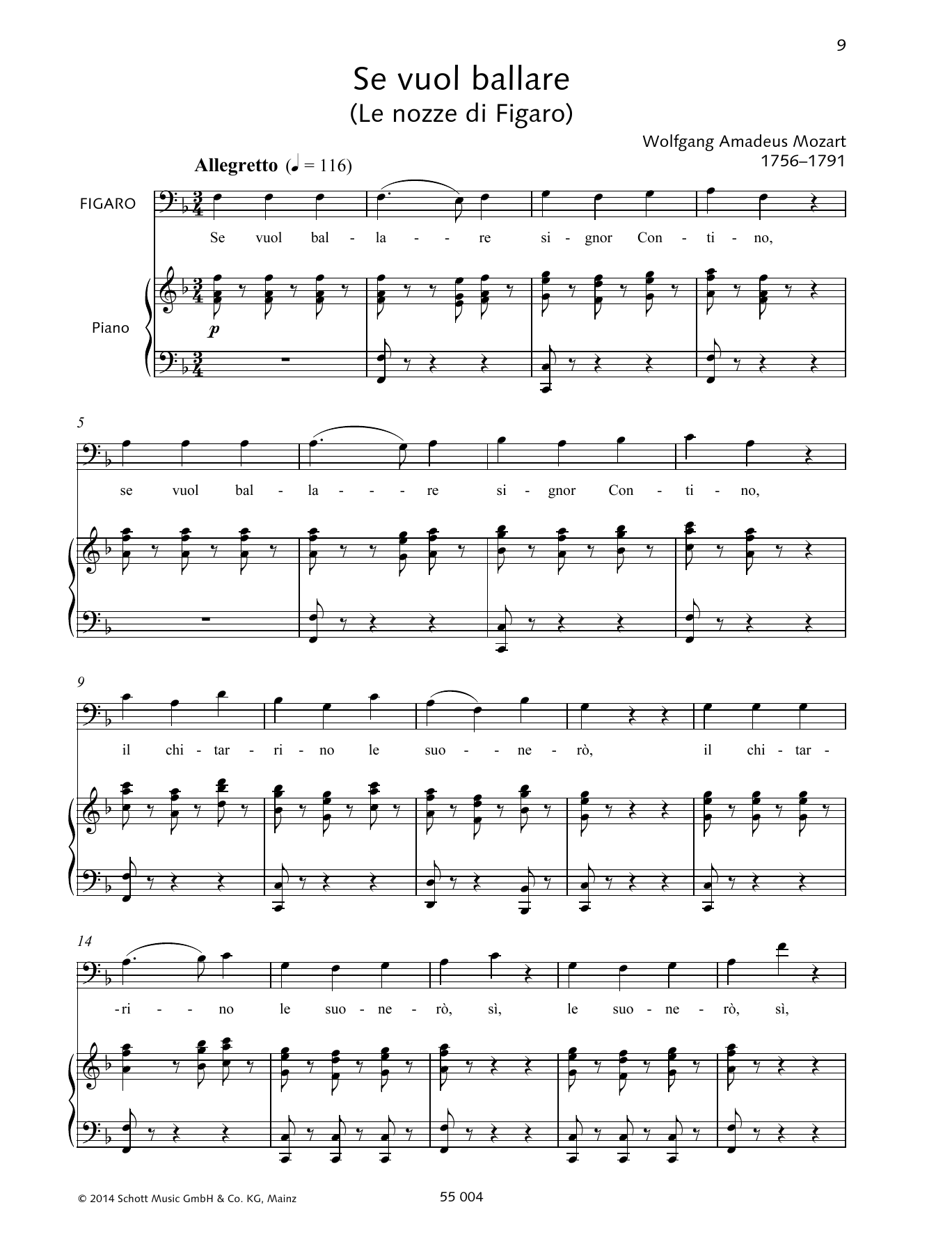 Learn to play Wolfgang Amadeus Mozart Se vuol ballare sheet music for Piano & Vocal in minutes. Price: 6.9900$ Wolfgang Amadeus Mozart Se vuol ballare sheet music notes and chords arranged for Piano & Vocal
