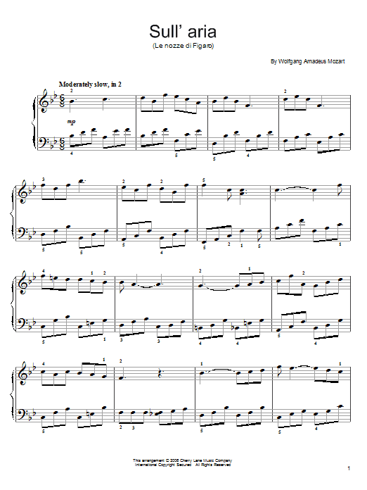 Wolfgang Amadeus Mozart Sull'aria sheet music notes and chords. Download Printable PDF.