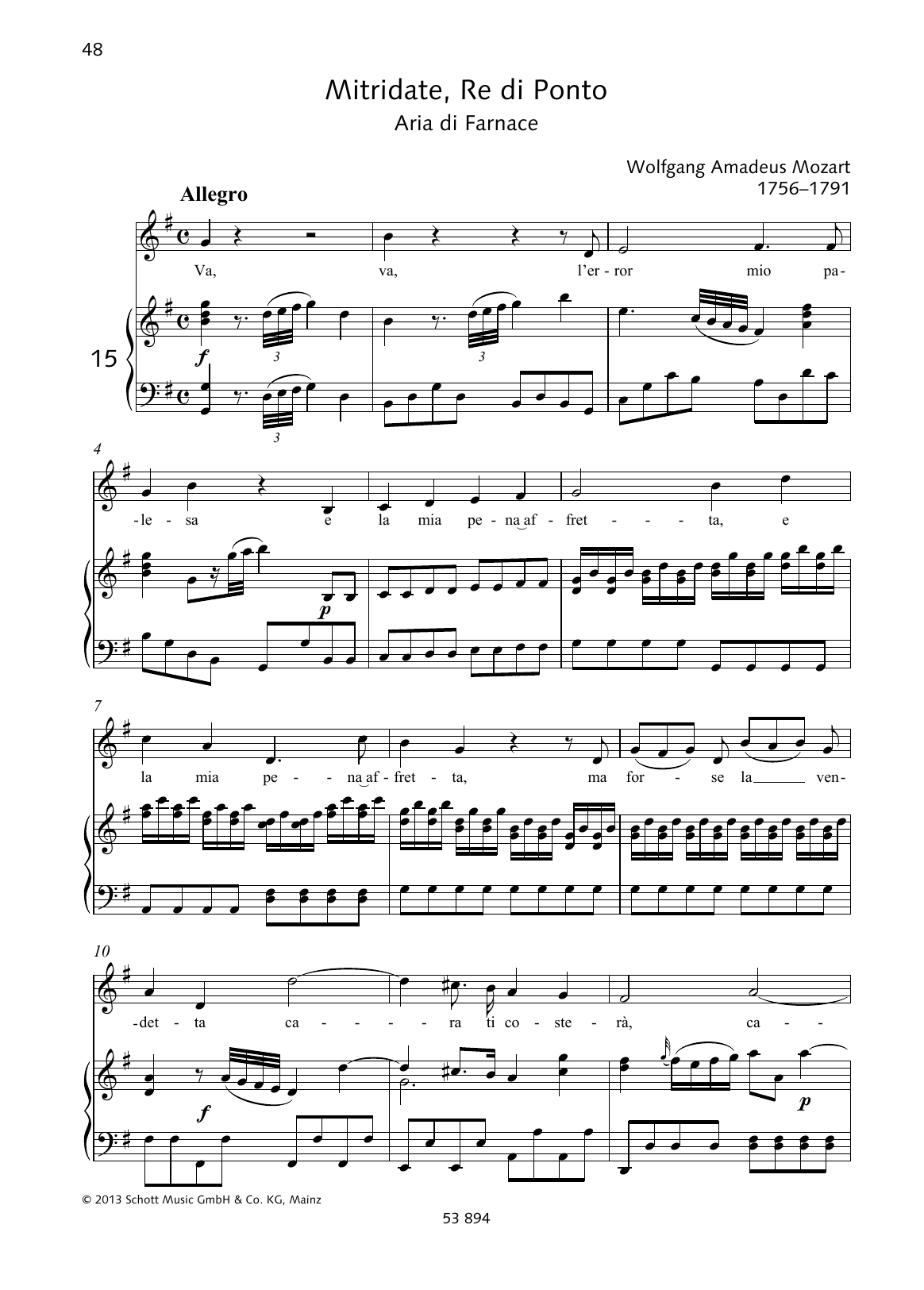 Wolfgang Amadeus Mozart Va, va, l'error mio palesa sheet music notes and chords. Download Printable PDF.