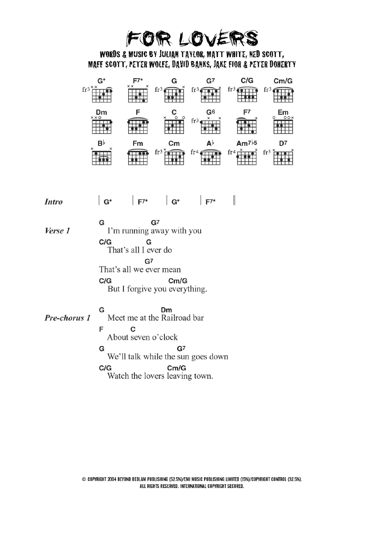 Wolfman For Lovers (featuring Pete Doherty) sheet music notes and chords. Download Printable PDF.