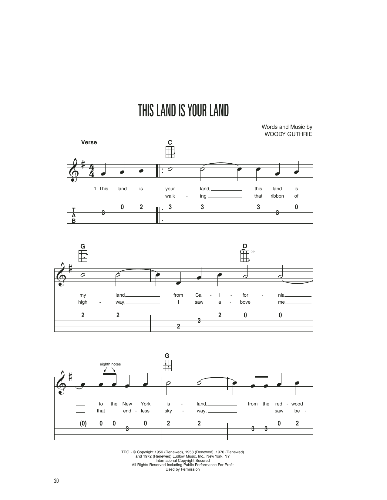 Woody & Arlo Guthrie This Land Is Your Land sheet music notes and chords. Download Printable PDF.